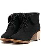 Romwe Black Pointy Lace Up Rugged Boots
