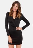 Romwe V Neck Black Bodycon Dress