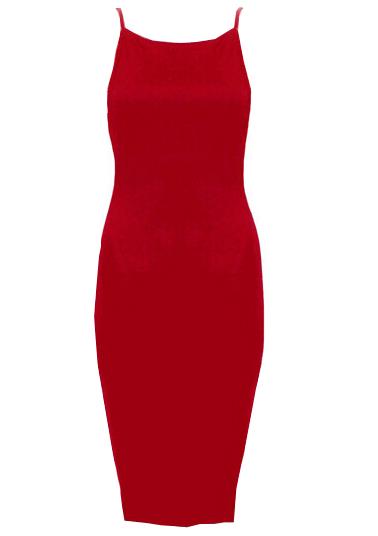 Romwe Red Spaghetti Strap Backless Bodycon Dress