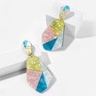 Romwe Color-block Geometric Drop Earrings