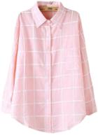 Romwe Lapel With Buttons Plaid Pink Blouse