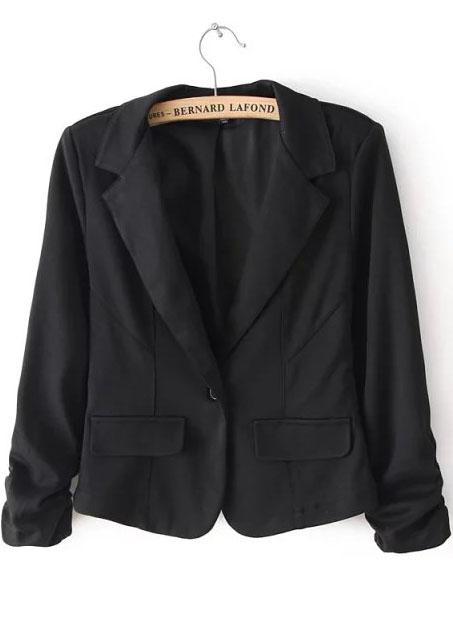 Romwe Lapel With Pockets Crop Blazer