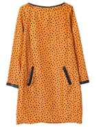 Romwe Orange Pockets Polka Dot Print Shift Dress