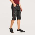 Romwe Guys Side Stripe Ripped Denim Shorts