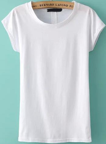 Romwe Back Hollow White T-shirt