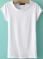 Romwe Back Hollow White T-shirt