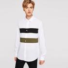 Romwe Guys Colorblock Button Front Shirt