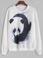 Romwe White Panda Print Sweatshirt