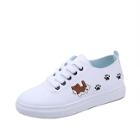 Romwe Cat Embroidered Lace Up Sneakers