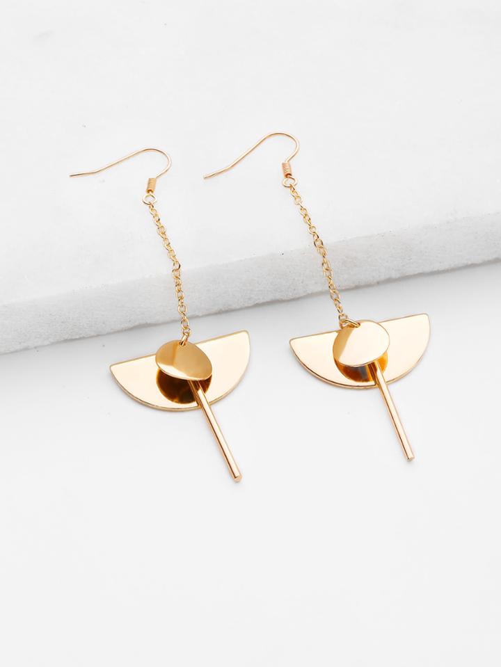 Romwe Sequin & Bar Design Geometric Earrings