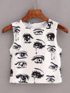 Romwe Eyes Print Tank Top