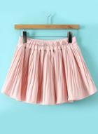 Romwe Elastic Waist Pleated Pink Shorts
