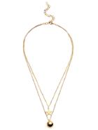 Romwe Gold Double Layer Star Ball Pendant Necklace