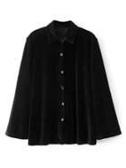 Romwe Tailored Button Up Velvet Blouse