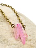 Romwe Natural Crystal Pendant Chain Necklace