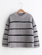 Romwe Striped Chunky Knit Sweater