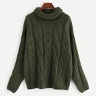 Romwe Plus Mixed Knit Drop Shoulder Jumper