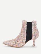 Romwe Mixed Pattern Court Heeled Ankle Boots