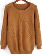 Romwe Round Neck Cable Knit Sweater