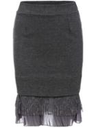 Romwe Lace Splicing Bodycon Grey Skirt