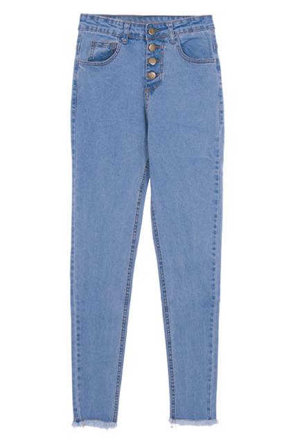 Romwe High Waisted Blue Skinny Jeans