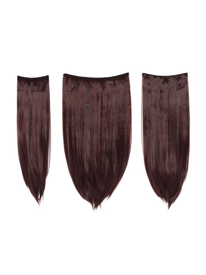 Romwe Black & Burgundy Clip In Straight Hair Extension 3pcs