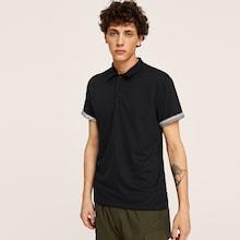 Romwe Guys Geo Print Cuff Polo Shirt