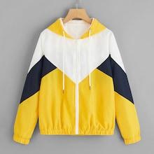 Romwe Cut-and-sew Drawstring Hoodie Jacket