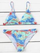 Romwe Mixed Print Triangle Bikini Set