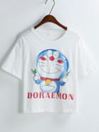 Romwe Doraemon Print Loose T-shirt