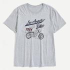 Romwe Guys Motorcycle And Letter Print Tee