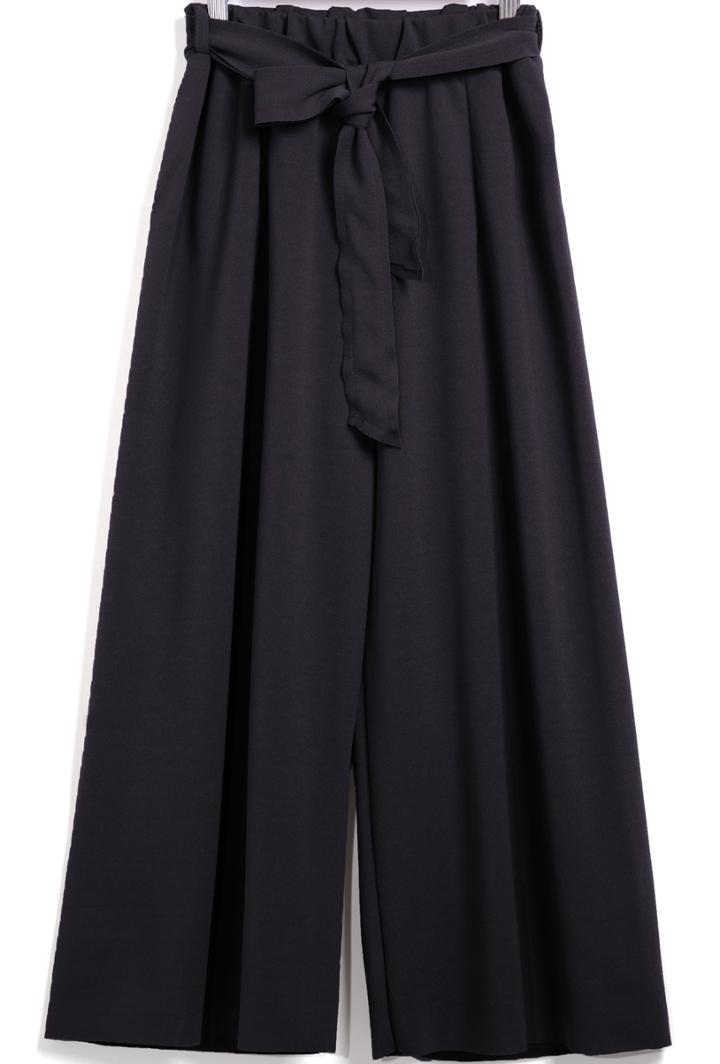 Romwe Black Tie-waist Loose Chiffon Pant