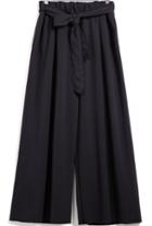 Romwe Black Tie-waist Loose Chiffon Pant