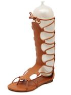 Romwe Lace-up Knee High Brown Gladiator Sandals