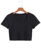 Romwe Round Neck Crop T-shirt