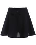 Romwe With Button Flare Black Skirt