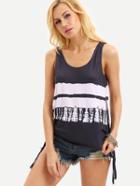 Romwe Multicolor Print Tie Side Tank Top