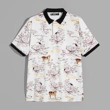 Romwe Guys Animal & Trees Polo Shirt