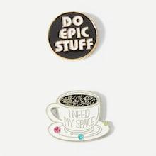 Romwe Cup Detail Brooch Set 2pcs