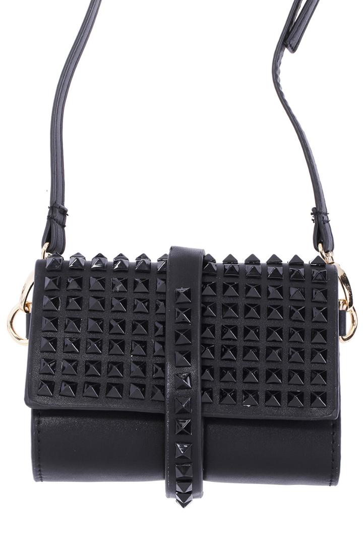 Romwe Romwe Riveted Black Vinyl Bag