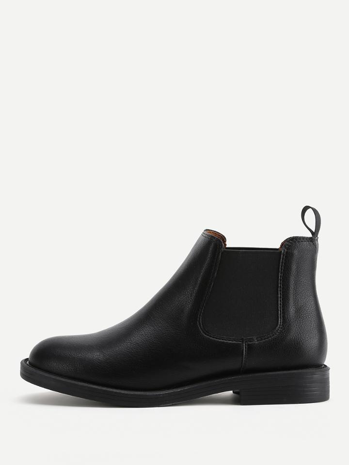 Romwe Faux Leather Flat Boots