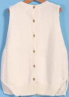 Romwe Buttons Pockets Knit White Sweater Vest