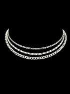 Romwe Silver Multi Layers Chain Boho Necklace Women Accessories