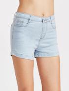 Romwe Pale Blue Skinny Denim Shorts