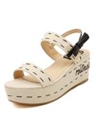 Romwe Beige With Bow Heavy-bottomed Sandals
