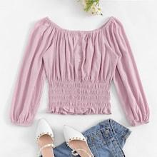 Romwe Off The Shoulder Single-breasted Blouse