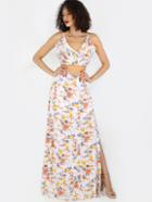 Romwe Multicolor Floral Spaghetti Strap Crop Top With Skirt