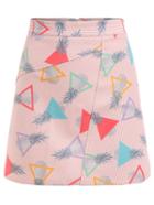 Romwe Triangle & Pineapple Print Striped A-line Skirt