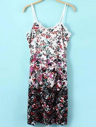 Romwe Florals Black Cami Dress