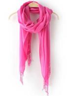 Romwe With Tassel Rose Red Scarf